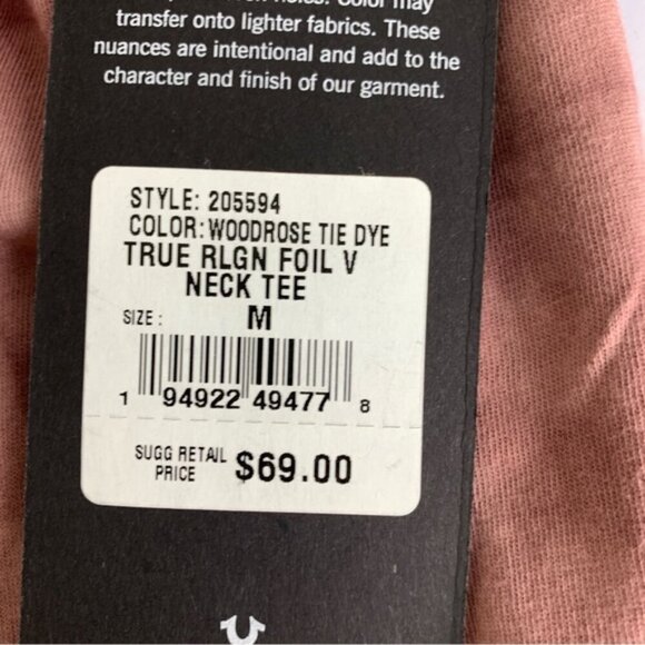 NWT True Religion Womens Tie-Dye Foil V-Neck Tee - Picture 10 of 10